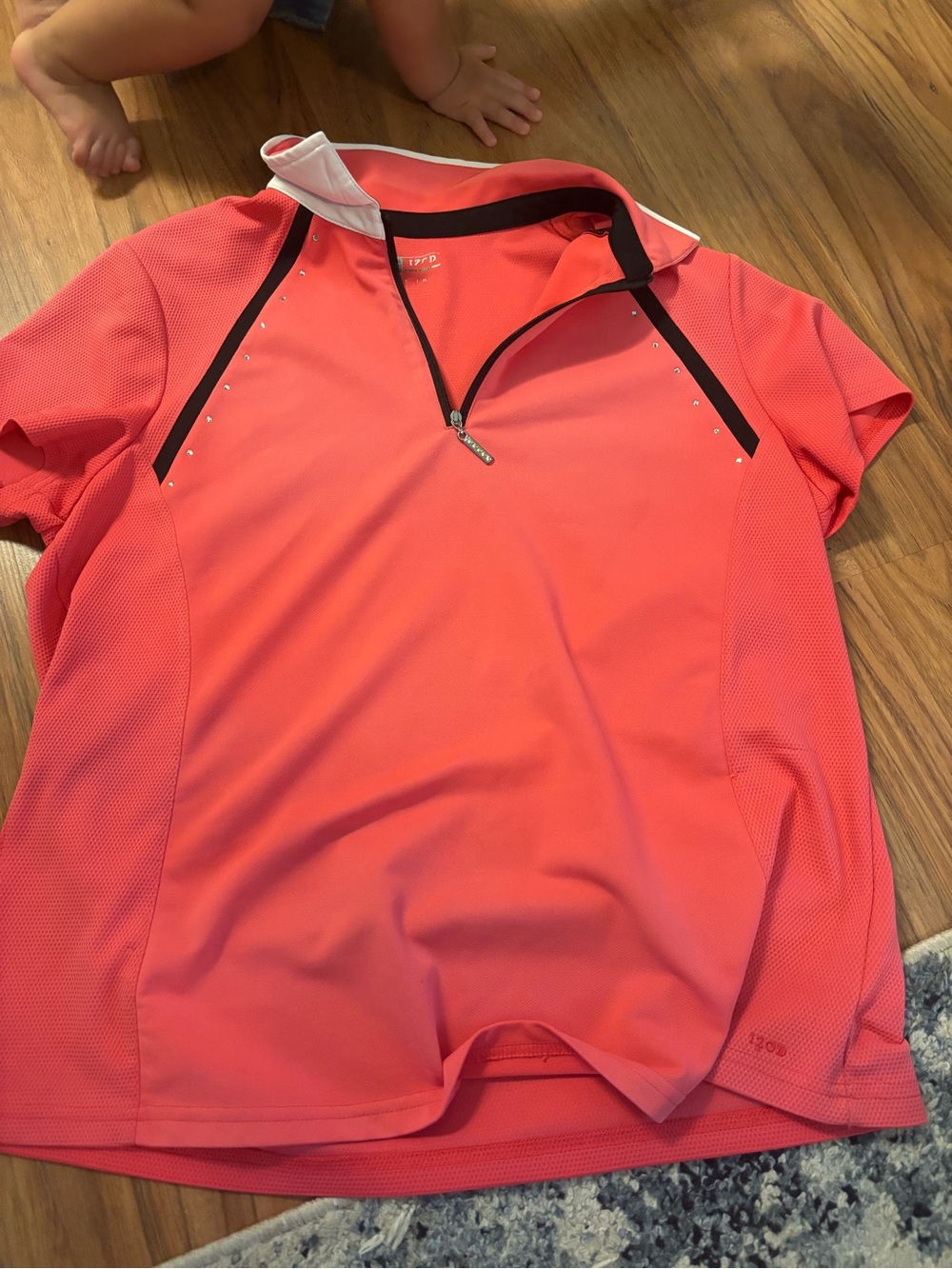 Izod Coral Pink Short-Sleeve Half-Zip Polo